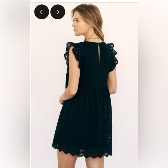 Amazon Women's Black Lace V-Neck Ruffle Sleeve Mini Dress M - Picture 6 of 9